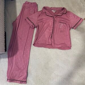 Juicy Couture Women’s Two Piece Pajama Set Pink Rhinestone Bedazzled Size Medium